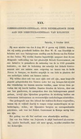 XXX. Commissarissen-generaal over nederlandsch Indie aan den directeur-general van kolonien