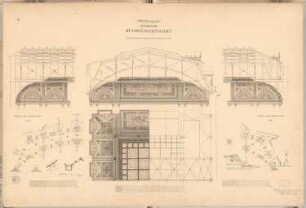 Vereinshaus der Berliner Künstler Schinkelwettbewerb 1880: Deckenkonstruktion für den Festsaal; Details 1:20; 2 Maßstabsleisten