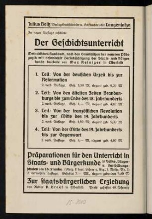 In neuer Auflage erschien: Der Geschichtsunterricht [...]