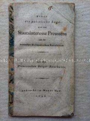 Schrift über politische und gesellschaftliche Fragen preußischer Politik.