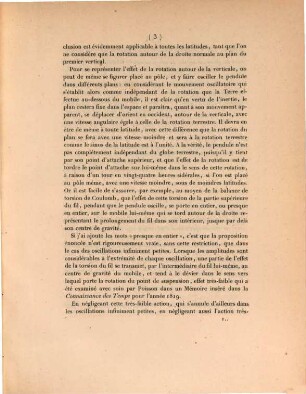 Mémoire sur l'influence qu'exerce la rotation de la terre sur le mouvement d'un pendule à oscillations coniques