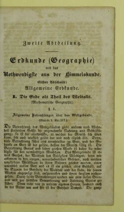 Erster Abschnitt: Allgemeine Erdkunde