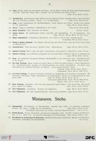 Miniaturen. Stiche (Nr. 429-440)