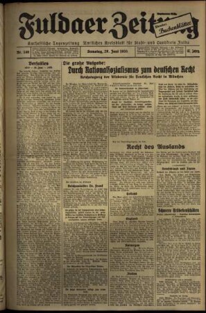 Erste Ausgabe vom Samstag, den 29. Juni 1935.