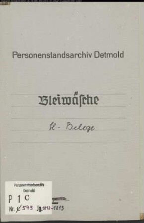 Belegakten zum Heiratsregister der katholischen Gemeinde Bleiwäsche, Kreis Büren (1812-1813)