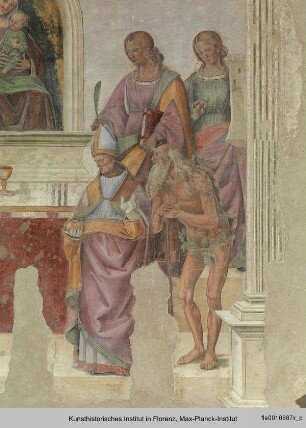 Thronende Madonna mit Kind und Heiligen