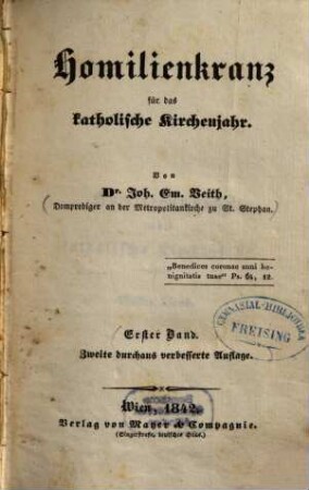 Homilienkranz für das katholische Kirchenjahr, 1