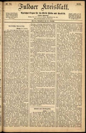 Erste Ausgabe vom Samstag, den 28. Oktober 1876.