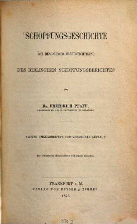 Schöpfungsgeschichte : mit besonderer Berücksichtigung des biblischen Schöpfungsberichtes