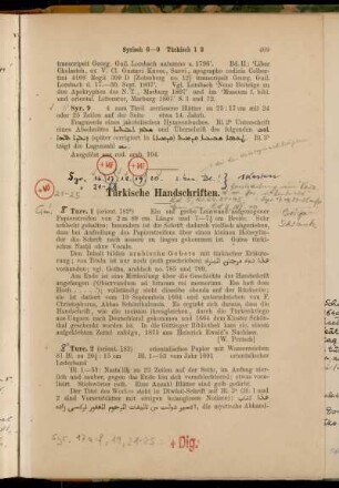 Türkische Handschriften. [8° Cod. Ms. turc. 1 Cim. - Cod. Ms. turc. 44 ff.]