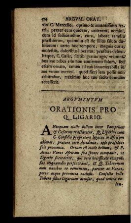 Argumentum Orationis Pro Q. Ligario.
