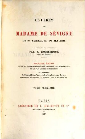 Lettres de Madame de Sévigné, de sa famille et de ses amis, 13