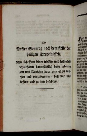 Am fünften Sonntag nach dem Feste der heiligen Dreyeinigkeit. [...]