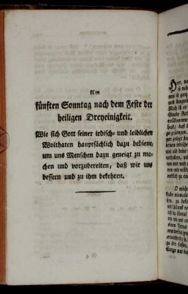 Am fünften Sonntag nach dem Feste der heiligen Dreyeinigkeit. [...]