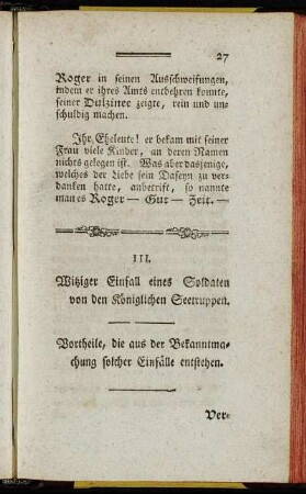 III. Witziger Einfall eines Soldaten von den Königlichen Seetruppen.