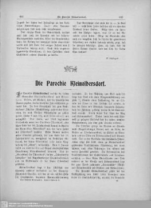 Die Parochie Kleinolbersdorf