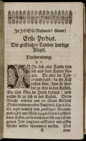 Erste Predigt. Der geistlichen Tauben hurtige Flügel.