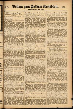 Zweite Ausgabe vom Samstag, den 25. Juni 1898.