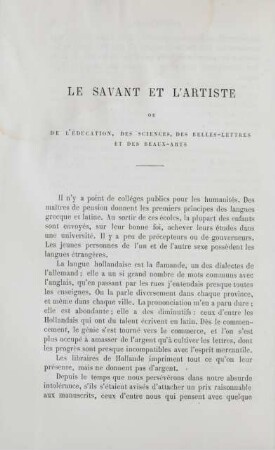 Le savant et l'artiste
