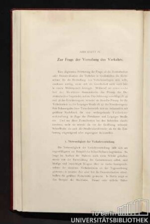 Abschnitt IV. Zur Frage der Verteilung des Verkehrs.