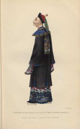 A mandarin of the fourth class in full dress uniform; winter cap