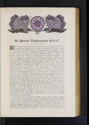 Die Pariser Theatersaison 1906/07