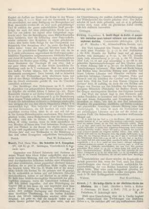 747-748 [Rezension] Wendt, Hans Hinrich, Die Schichten im 4. Evangelium