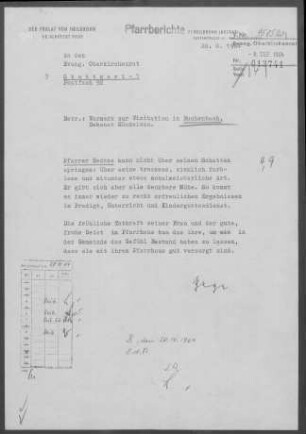 Buchenbach mit Nitzenhausen, Wolfsölden und Unterer Railhof: Visitationsbericht mit Pfarrbericht 1964
