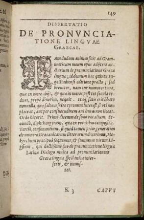 Dissertatio De Pronunciatione Linguae Graecae.