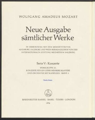 Ser. 5, Werkgruppe 15, Bd. 3: Konzerte