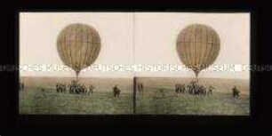 Soldaten an einem englischen Beobachtungsballon