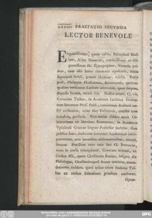 Praefatio Secunda Lector Benevole