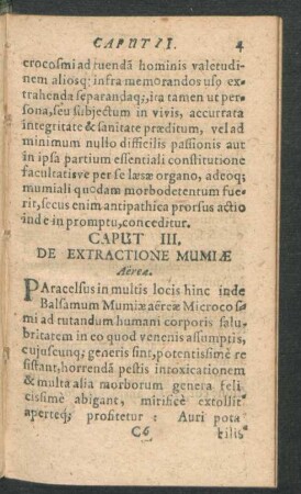 Caput III. De Extractione Mumiae Aereae.