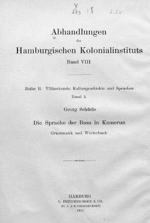 Die Sprache der Basa in Kamerun : Grammatik und Wörterbuch