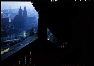 Esslingen: Treppe zur Burg, von oben mit Blick auf St. Dionys