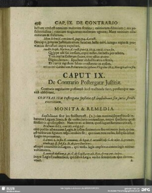 Caput IX. De Contrario Postergatae Iustitiae