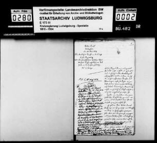 Heimatverhältnisse und Ausweisung des angeblich aus Babstadt (Baden) bzw. Berwangen stammenden Christian Johann Michael Reiff