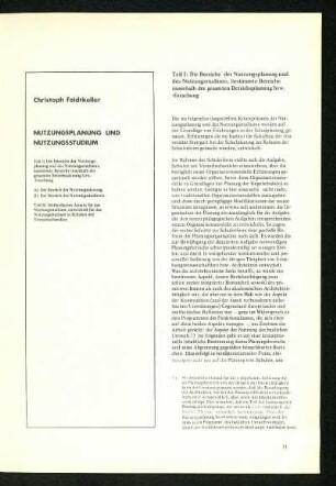 Nutzungsplanung und Nutzungsstudium