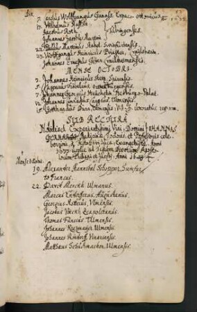 Winterhalbjahr 1633/1634. Rektorat Johann(es) Gerhard