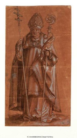 Bischof mit Kreuz- und Krummstab, in Vorderansicht