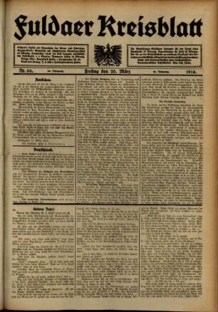 Ausgabe vom Freitag, den 20. März 1914.