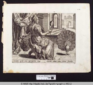 Frau mit Pfau.