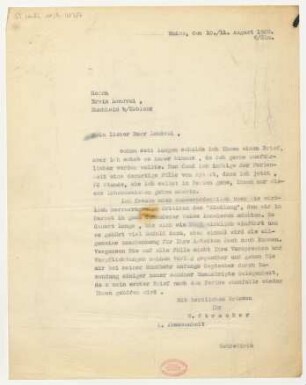 Brief an Erwin Lendvai : 10.08.1928-11.08.1928