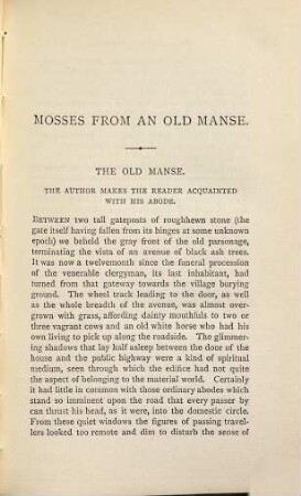 Tales, [8]. Mosses from an Old Manse