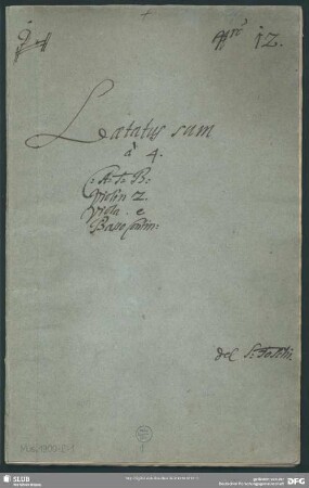 Laetatus sum. Arr - Mus.1900-E-1 : V (4), strings, bc - d