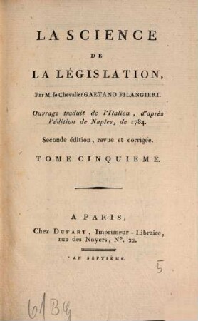 La Science De La Législation, 5