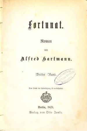 Fortunat : Roman. 3. Band