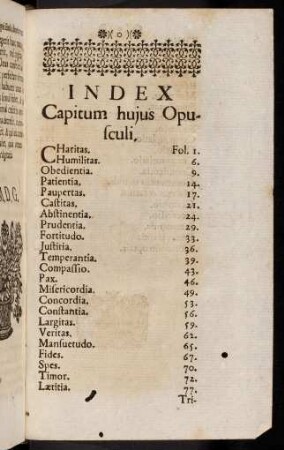 Index Capitum hujus Opusculi.