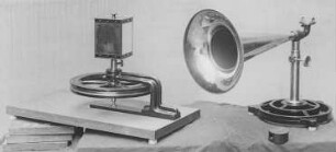 Drehspiegel und Membrankapsel für die Aufnahme der Schallkurven nach Martens-Leppin : Technikgeschichte | Physik | Akustik | Schallschwingungen und ihre photographische Wiedergabe