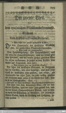 Der zweyte Theil. von dem apostolischen Glaubensbekenntnisse